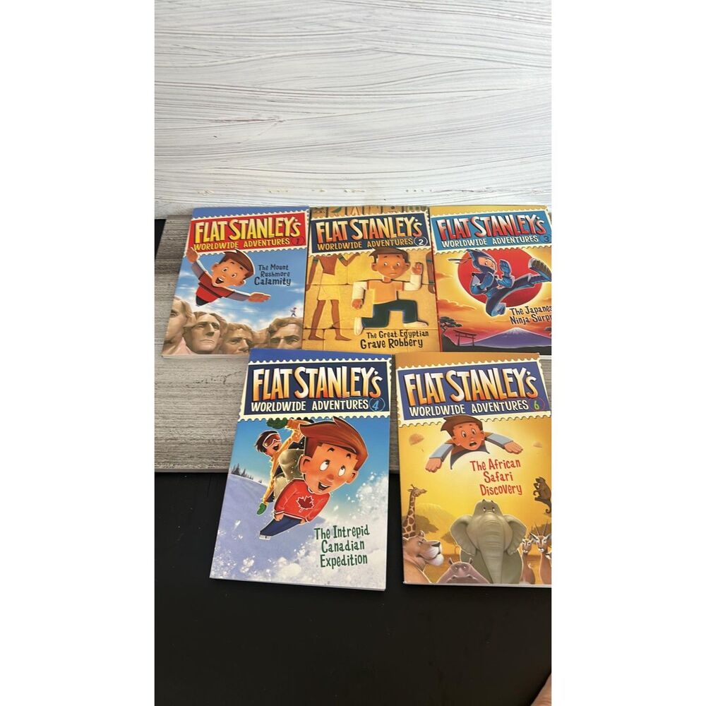 Lot of 5 Flat Stanley Jeff Brown Paperback Books 1-4 and 6